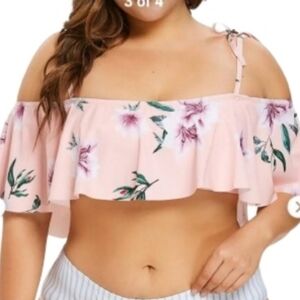 Rosegal Floral Off-Shoulder Bikini Top Sz Lg